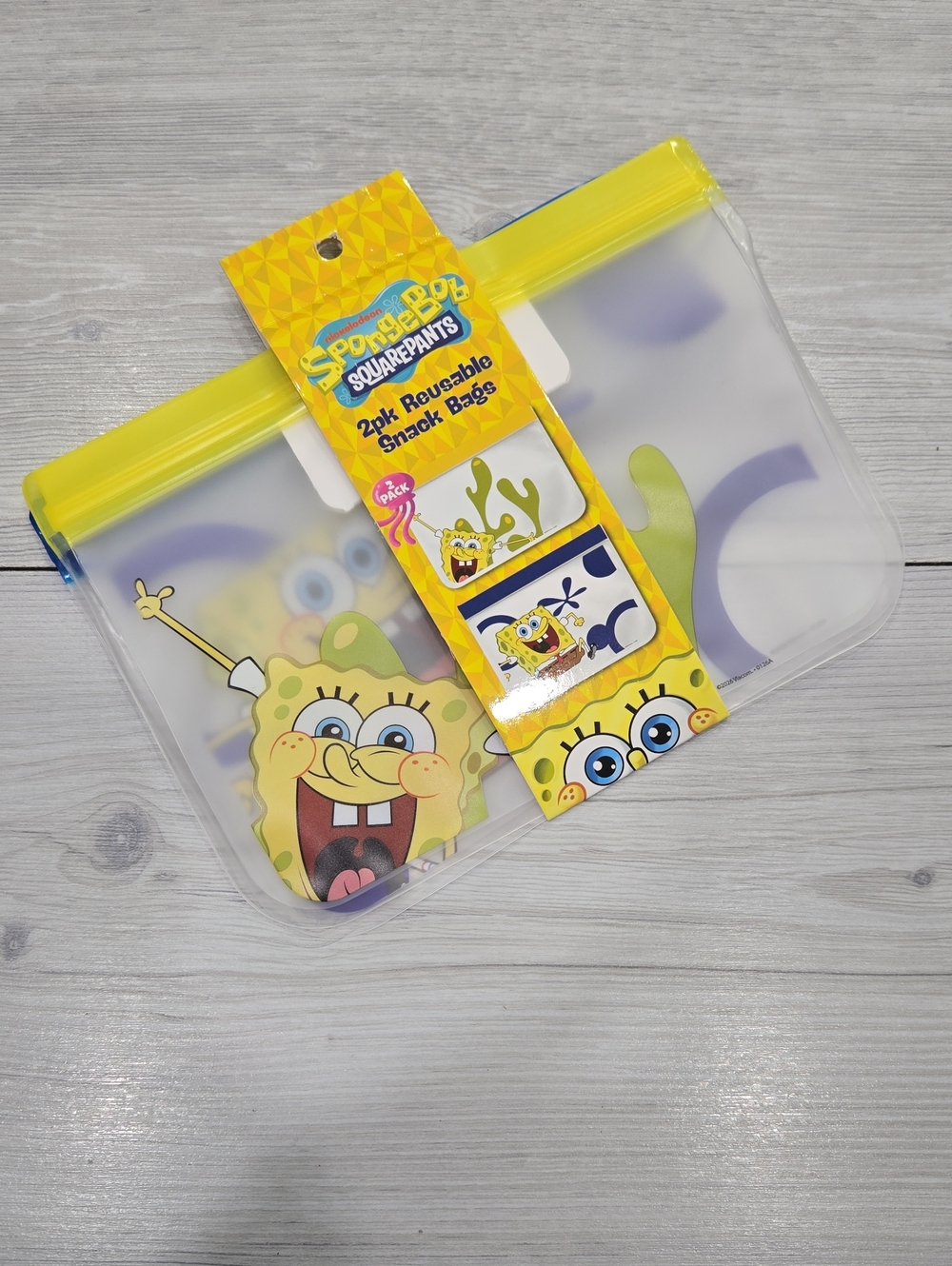 SpongeBob SquarePants Yellow & Blue Reusable Snack Bags - 2 Pack